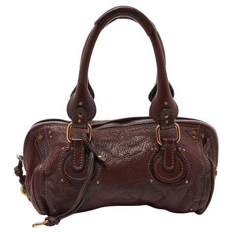 Paddington leather handbag Chloé Burgundy in Leather 